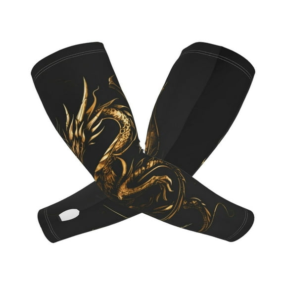 Goofa Golden Dragon Tattoo Art Pattern UV Sun Protection Arm Sleeves, UPF 50 Sports Cooling Arm Compression Sleeves for Men Women Teenager