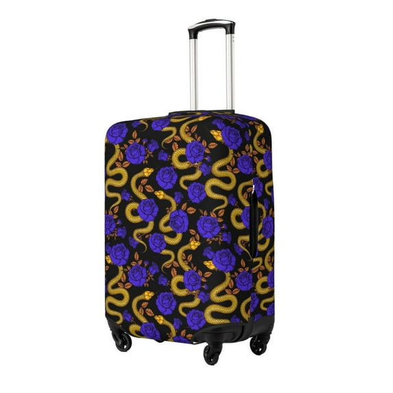 Goofa Golden Snake And Purple Rose Pattern Luggage Covers For Suitcase,Suitcase Cover Protector Fit 18-32 Inch Luggage-Large