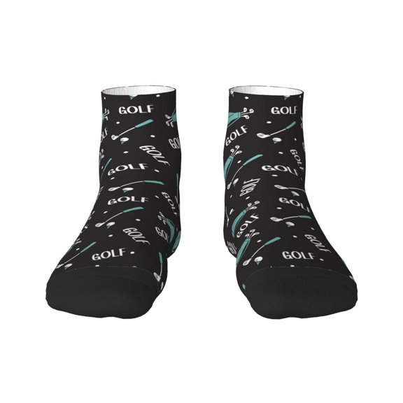 Goofa Golf Bags And Balls Pattern Non Slip Socks with Grips for Elderly, Crew Socks Yoga Hospital Socks Cushioned Sole Gripper Socks for Men Women