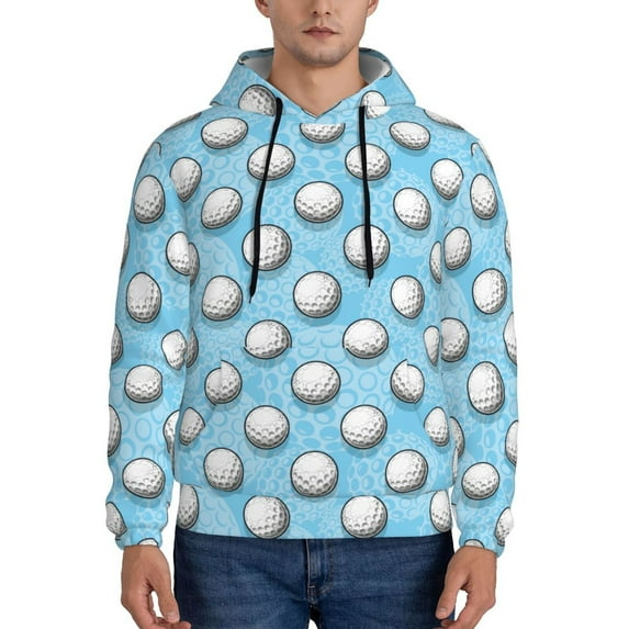 Goofa Golf Balls 1 for Men's Hooded Sweatshirt - Lightweight Pullover Hoodie with Kangaroo Pocket, Perfect for Everyday Wear-Small