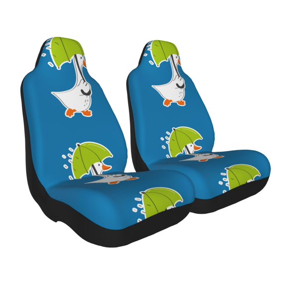 Goofa Goose Holding an Umbrella Printed Car Seat Covers, Automotive Seat Covers for Cars Trucks and SUVs, Quick Setup Universal Fit Elastic Seat Covers-1