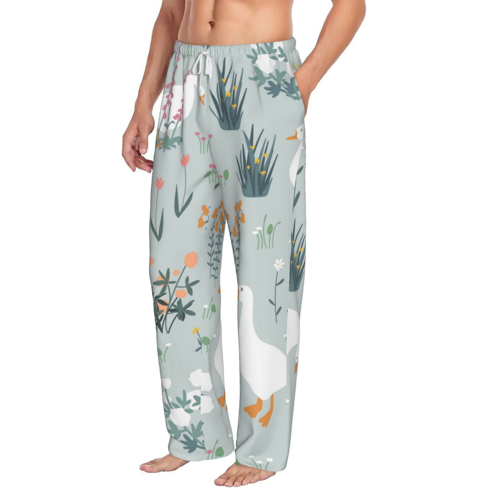 Goofa Goose and Doodle Flowers Printed Soft Pajama Pants for Men, Wide ...