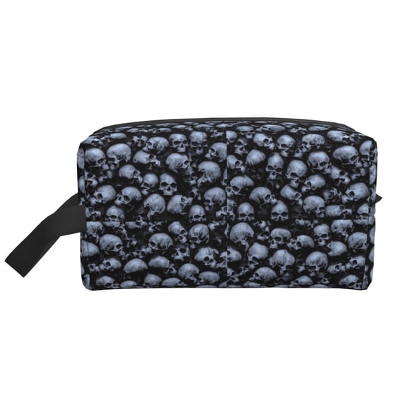 Goofa Gothic Skull Printed Toiletry Bag with Handle,Large Capacity Travel Makeup Cosmetic Bag for Women, Carry on Airport Airline Compliant Bag