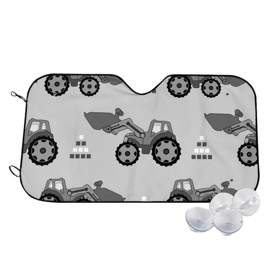 Goofa Gray Tractor Printed Car Windshield Sunshade,Foldable Reflective Sun Visor,UV Protection Heat Blocker Sunshade,Car Cooling Accessory-