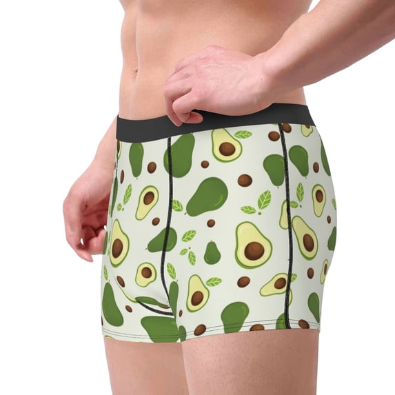 Goofa Green Avocado Printed Men's Boxer Briefs Underwear, Moisture-Wicking Underwear, Trunk,Soft and Breathable Cotton Underwear-Medium