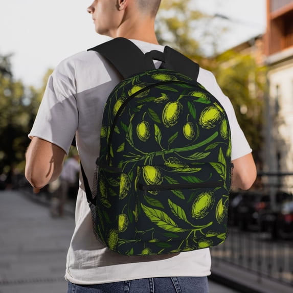 Goofa Green Branch Olive Print Casual Backpack for Women Men,Waterproof High School Bookbag,Lightweight Travel Daypack,Classic College Backpack,Laptob Backpack