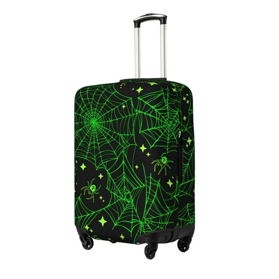 Goofa Green Bright Web with Spiders Pattern Luggage Covers For Suitcase,Suitcase Cover Protector Fit 18-32 Inch Luggage-Small