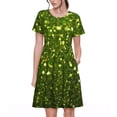 thumbnail image 1 of Goofa Green Glitter Sparkle Pattern Women Summer Short Sleeve Midi Dress with Pockets Casual Aline Flowy Tshirt Dress Vocation Beach Sundress, 1 of 6