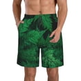 thumbnail image 1 of Goofa Green Leave Fern Printed Mens Swim Trunks Summer Quick Dry Short Beach Swimwear Bathing Suits-X-Large, 1 of 9
