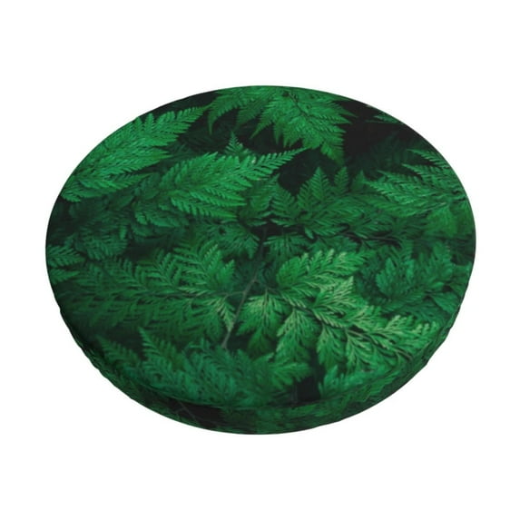 Goofa Green Leave Fern Printed Stool Covers Round, Waterproof Round Bar Stool Covers Anti-Slip Round Bar Stool Seat Cover with Elastic Bands Durable -12 inch