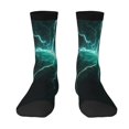 Goofa Green Lightning Flash Printed Men's Crew Socks, Soft Durable