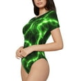 thumbnail image 1 of Goofa Green Lightning Printed Women Rash Guard Short Sleeve,Tummy control Swimsuit Surfing Swimsuit Bathing Suit One Piece Swimsuit UPF 50-Small, 1 of 9