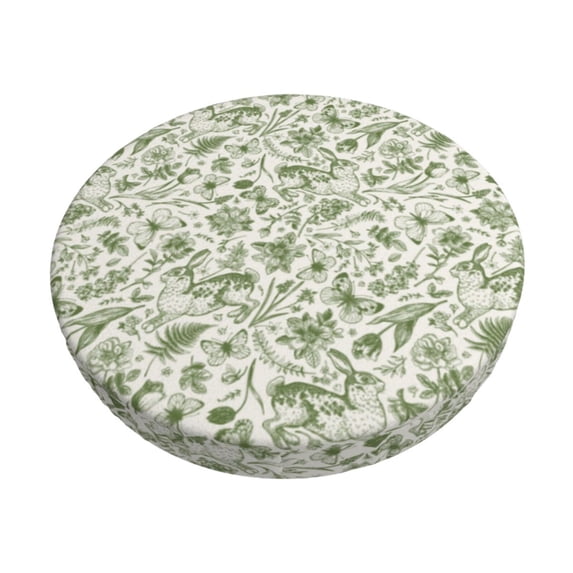 Goofa Green Rabbit Printed Stool Covers Round, Waterproof Round Bar Stool Covers Anti-Slip Round Bar Stool Seat Cover with Elastic Bands Durable -13 inch
