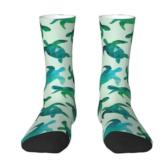 Goofa Green Sea Turtle Printed Men's Crew Socks, Soft Durable Breathable Moisture-Wicking with Odor Control Cotton socks
