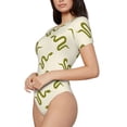 thumbnail image 1 of Goofa Green Snake Printed Women Rash Guard Short Sleeve,Tummy control Swimsuit Surfing Swimsuit Bathing Suit One Piece Swimsuit UPF 50-Small, 1 of 9
