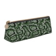 thumbnail image 1 of Goofa Green Snakeskin Pattern Pencil Case Portable Stylish Triangle Pencil Pouch with Zipper Leather Cosmetic Pouch Bag Makeup Cosmetic Pencil Pouch, 1 of 1
