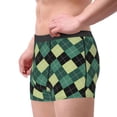 thumbnail image 1 of Goofa Green Squares Printed Men's Boxer Briefs Underwear, Moisture-Wicking Underwear, Trunk,Soft and Breathable Cotton Underwear-, 1 of 9
