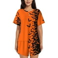 thumbnail image 1 of Goofa Halloween Bats for Womens Cotton 2 Piece Pajamas Set Classic Short Sleeve Pjs Set Soft Button Down Sleepwear Loungewear-Small, 1 of 7