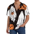 thumbnail image 1 of Goofa Halloween Ghosts And Pumpkins Printed Men's Casual Short-sleeved Shirt,Lightweight Breathable Button-down,Summer Casual men's top,Versatile Fashion shirt-3X-Large, 1 of 7