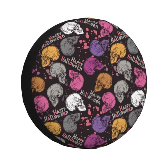 Goofa Halloween Skeleton Pattern Universal Tire Cover for Jeep, SUV, Truck, and Trailer – Waterproof, UV-Resistant,Easy to Install, Fits 14"-17" Tires-17 inch