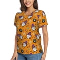 thumbnail image 1 of Goofa Halloween Witches Gnome Pattern Women's Slim-Fit Short-Sleeve V-Neck T-Shirt,Classic-Fit Short-Sleeve V-Neck T-Shirt-Medium, 1 of 5
