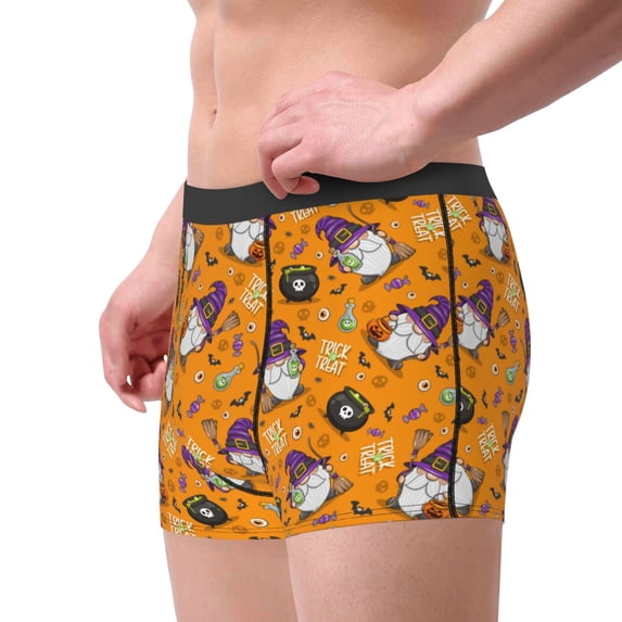 Goofa Halloween Witches Gnome Printed Men's Boxer Briefs Underwear, Moisture-Wicking Underwear, Trunk,Soft and Breathable Cotton Underwear-XX-Large