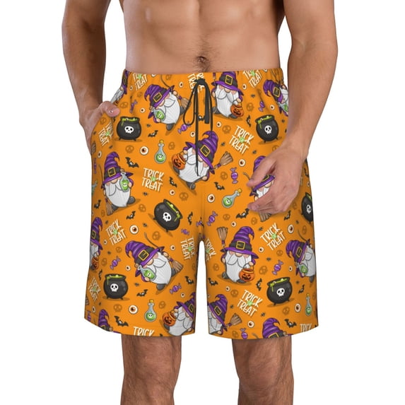 Goofa Halloween Witches Gnome Printed Mens Swim Trunks Summer Quick Dry Short Beach Swimwear Bathing Suits-Small