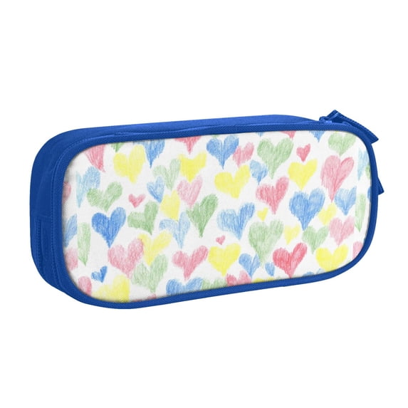 Goofa Hand Drawn Colored Hearts Pattern Big Capacity Pencil Pen Case Office College Large Storage High Capacity Bag Pouch Holder Box Organizer