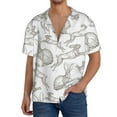 thumbnail image 1 of Goofa Hand Drawn Rabbit Printed Men's Casual Short-sleeved Shirt,Lightweight Breathable Button-down,Summer Casual men's top,Versatile Fashion shirt-Large, 1 of 7