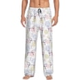 thumbnail image 1 of Goofa Hand Drawn Rabbit Printed Soft Pajama Pants for Men, Wide Leg Comfy Casual Lounge Yoga Pants-Large, 1 of 9
