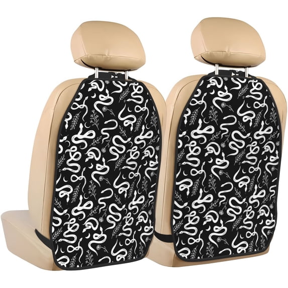 Goofa Hand Drawn Snake Pattern Car Back Seat Protector for Kids (2 Pack) ,Anti-kick Storage Mat for Car Seats,Shields from Footprints