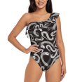 thumbnail image 1 of Goofa Hand Drawn Snake Pattern Women's One Piece Swimsuits Tummy Control Bathing Suits Asymmetric One Shoulder Swimwear-X-Large, 1 of 6