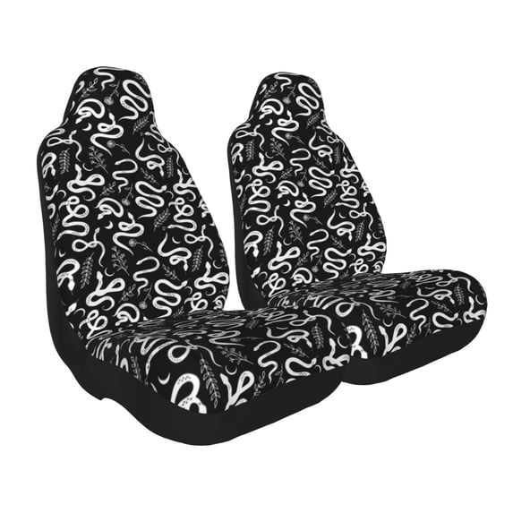 Goofa Hand Drawn Snake Printed Car Seat Covers, Automotive Seat Covers for Cars Trucks and SUVs, Quick Setup Universal Fit Elastic Seat Covers-2 PCS