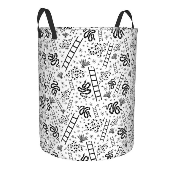 Goofa Hand Drawn Snake Printed Circular Hamper,Laundry Basket with Handles,Storage Baskets Foldable,Large Capacity Laundry Hamper-Medium