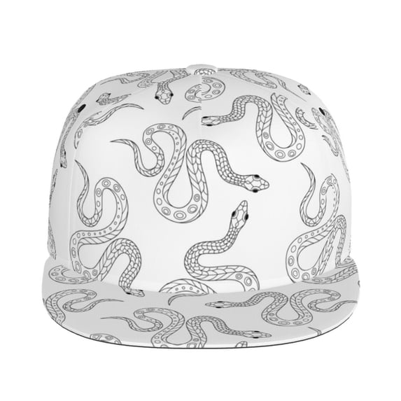 Goofa Hand Drawn Snake Printed Men's Baseball Cap,Straight Brim Hat,Golf Dad Hat,Versatile Style,Sun Protection Cap,Travel Hat
