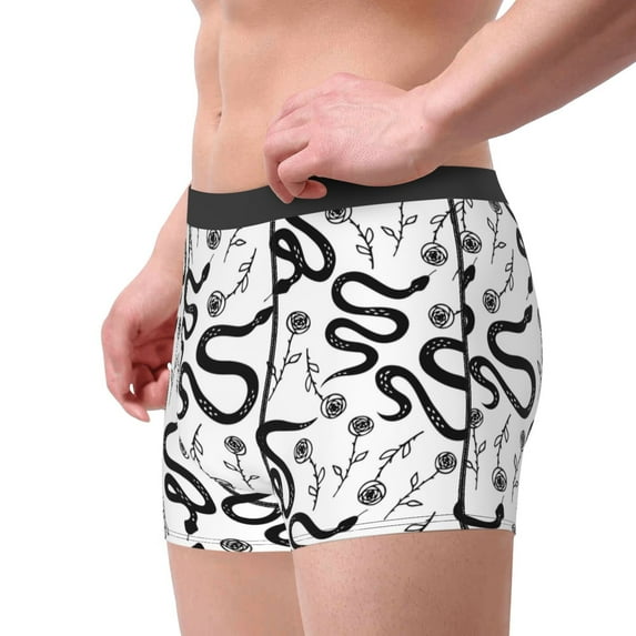 Goofa Hand Drawn Snake Printed Men's Boxer Briefs Underwear, Moisture-Wicking Underwear, Trunk,Soft and Breathable Cotton Underwear-XX-Large