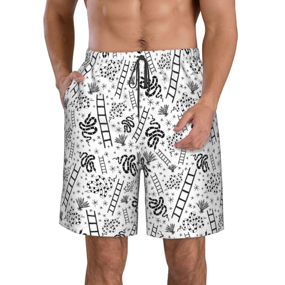 Goofa Hand Drawn Snake Printed Mens Swim Trunks Summer Quick Dry Short Beach Swimwear Bathing Suits-X-Large