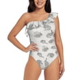 thumbnail image 1 of Goofa Hand Drawn Squirrel Pattern Women's One Piece Swimsuits Tummy Control Bathing Suits Asymmetric One Shoulder Swimwear-Medium, 1 of 6