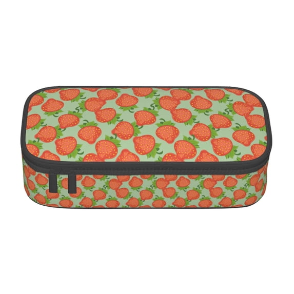 Goofa Hand Drawn Strawberry Pattern Pencil Case, Multi- Slot Pencil Pouch, Portable Pencil Bag, Pen Case for& Office