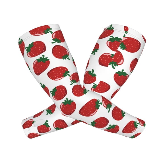 Goofa Hand Drawn Strawberry Pattern UV Sun Protection Arm Sleeves, UPF 50 Sports Cooling Arm Compression Sleeves for Men Women Teenager