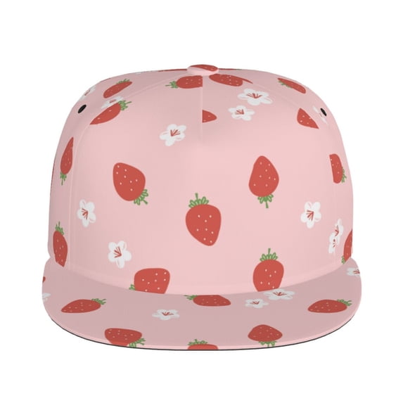 Goofa Hand Drawn Strawberry Printed Men's Baseball Cap,Straight Brim Hat,Golf Dad Hat,Versatile Style,Sun Protection Cap,Travel Hat