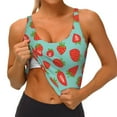 thumbnail image 1 of Goofa Hand Drawn Strawberry Printed Sports Bras for Women, High Impact Running Bra Workout Crop Tank Tops Longline Sports Bra Push up-Medium, 1 of 9