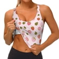 thumbnail image 1 of Goofa Hand Drawn Strawberry Printed Sports Bras for Women, High Impact Running Bra Workout Crop Tank Tops Longline Sports Bra Push up-Small, 1 of 9