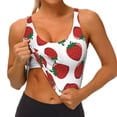 thumbnail image 1 of Goofa Hand Drawn Strawberry Printed Sports Bras for Women, High Impact Running Bra Workout Crop Tank Tops Longline Sports Bra Push up-XX-Large, 1 of 9