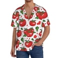 thumbnail image 1 of Goofa Hand Drawn Tomatoes Printed Men's Casual Short-sleeved Shirt,Lightweight Breathable Button-down,Summer Casual men's top,Versatile Fashion shirt-, 1 of 7