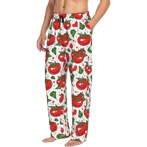 Goofa Hand Drawn Tomatoes Printed Soft Pajama Pants for Men, Wide Leg Comfy Casual Lounge Yoga Pants-Medium