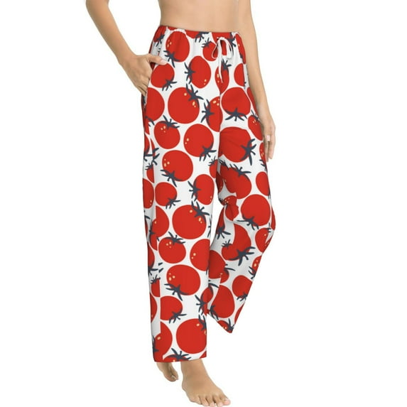 Goofa Hand Drawn Tomatoes Printed Soft Pajama Pants for Women, Wide Leg Comfy Casual Lounge Yoga Pants-XX-Large