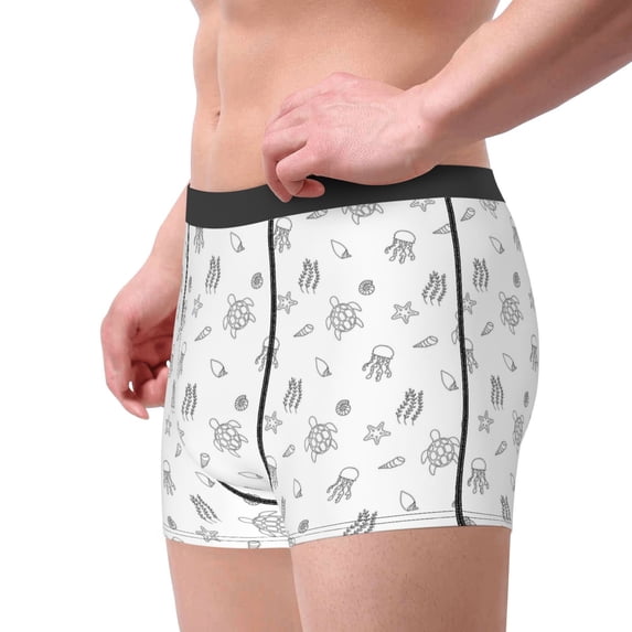 Goofa Hand Drawn Turtle Printed Men's Boxer Briefs Underwear, Moisture-Wicking Underwear, Trunk,Soft and Breathable Cotton Underwear-Small