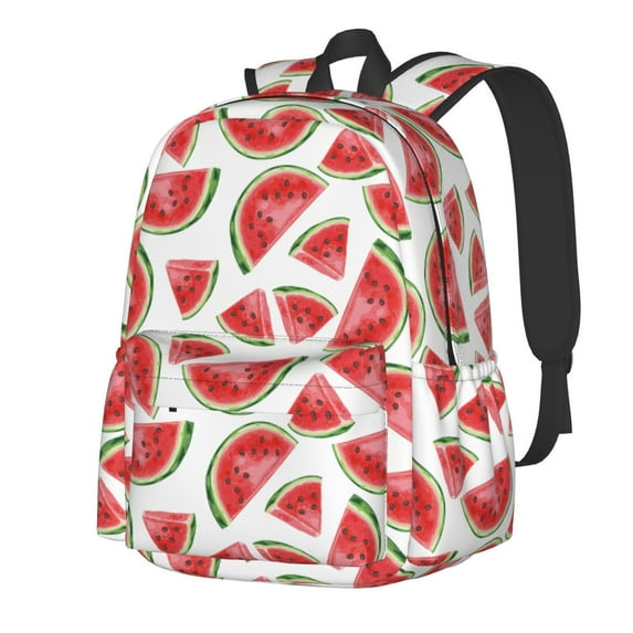 Goofa Hand Drawn Watermelon Pattern Backpack for Students – Large Capacity, Lightweight with Adjustable Shoulder Straps, Perfect for School, Travel
