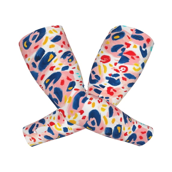 Goofa Hand Painted Abstract Leopard Print Pattern UV Sun Protection Arm Sleeves, UPF 50 Sports Cooling Arm Compression Sleeves for Men Women Teenager